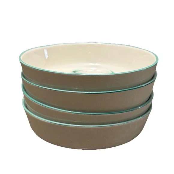 Vintage Franciscan Radiance Berry Bowls Set Of 4 USA Mid Century Green Rim - Picture 2 of 12